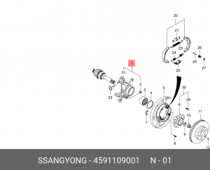 4591109001 Кулак поворотный задний левый 4591109001 SSANG YONG