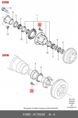 шпилька колесная!\ Ford Transit 01> 4 170 050 FORD