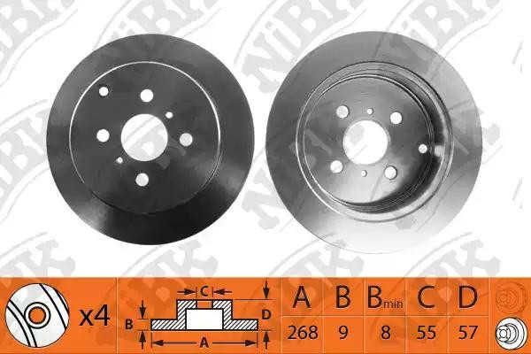 Диск тормозной TOYOTA COROLLA 1.4-2.0 02-/YARIS 1.0-1.5 99- задний RN1308 RN1308 NIBK