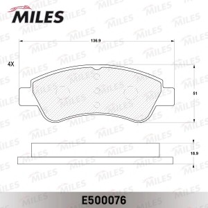 Колодки тормозные передние (Смесь CERAMIC серия PRO) CITROEN C4 03-/PEUGEOT 307/ E500076 MILES