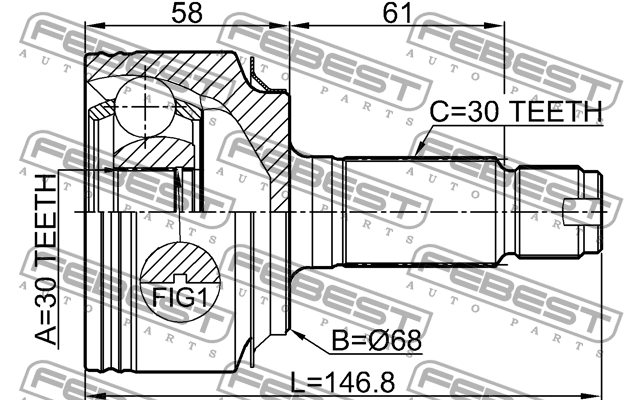 Шрус наружный 30x68x30 0310-CWAT FEBEST