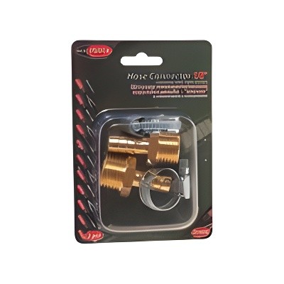 Переходник для компрессора M1/2" наружная резьба "елочка" 10мм с хомутами в блис RF-MH0806 ROCK FORCE