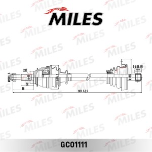 Привод в сборе левый RENAULT LOGAN MCV/LADA LARGUS (GKN 304511) GC01111 GC01111 MILES