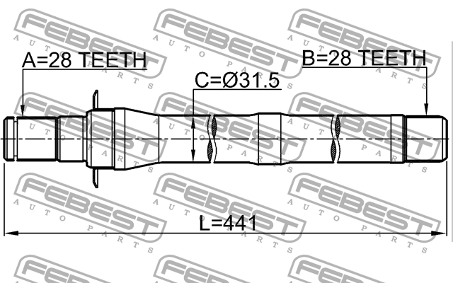 приводной вал передний прав!\ Hyundai Tucson/ix35 09-15, Kia Sportage 04-16 1212-IX35MT6 FEBEST