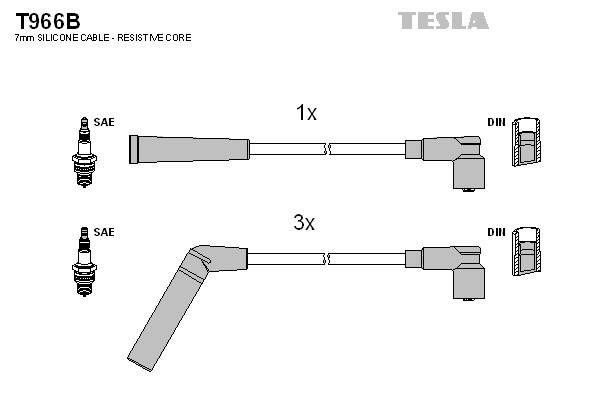 к-кт проводов!\ Toyota Corolla/Starlet/Tercel 1.3/1.5/i 12V 84> T966B TESLA