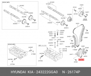Цепь ГРМ KIA Optima (18-) OE 243222GGA0 HYUNDAI KIA