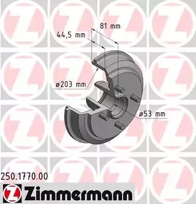 Торм.барабан 203x44 4 отв. min 2 250177000 250.1770.00 ZIMMERMANN