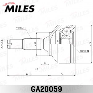 ШРУС наружный CITROEN C3 1.1/1.4 02- (GKN 303928) GA20059 GA20059 MILES