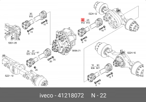 Вал карданный IVECO среднего моста L=700-833 OE 41218072 IVECO
