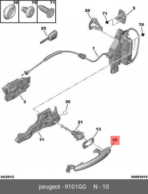 ручка двери! наружная\ Fiat Scudo II 07-16, Citroen C3/C4/Berlingo 9101 GG CITROEN PEUGEOT