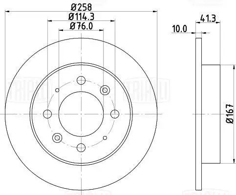 Диск торм. Kia Cerato (04-)/Spectra (04-) зад. d=258 (DF 073302)  2шт DF073302 TRIALLI