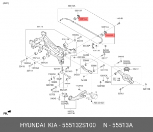 Втулка стабилизатора заднего 555132S100 HYUNDAI KIA