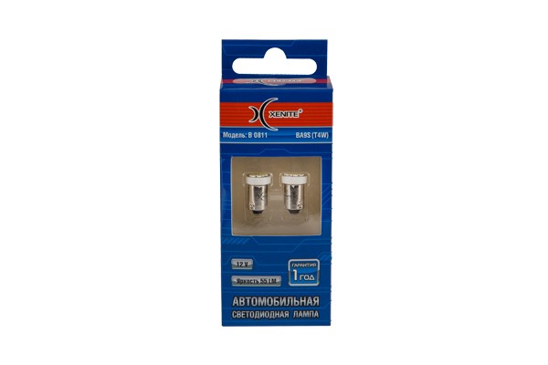 Лампа светодиодная 12V T4W BA9s 55Lm бокс (2шт.) XENITE 1009545 XENITE
