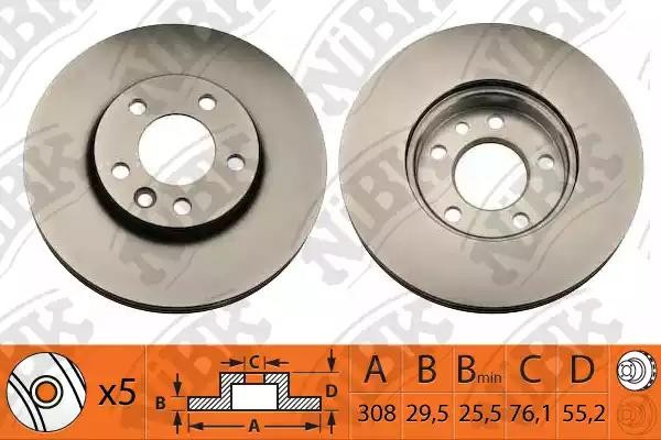 Диск тормозной VW T4 (03-) передний (1шт.) NIBK RN1316 NIBK