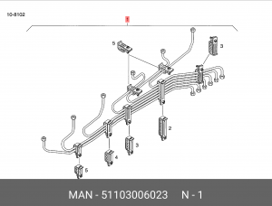Трубка топливная ВД, ком-кт на 1-6 цил. D2866/76 MAN M/F2000/TGA 51103006023 MAN