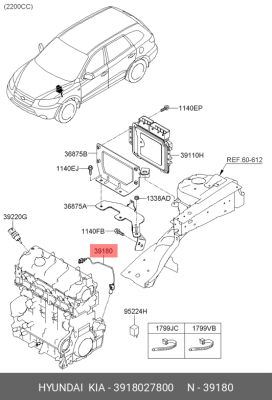 Датчик положения коленвала 3918027800 HYUNDAI KIA