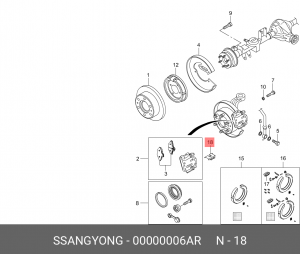 Пружина SSANGYONG Kyron (05-),Rexton (02-) колодок тормозных задних (2шт.) OE 00000006AR SSANG YONG