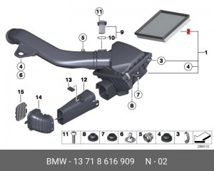 Фильтр воздушный BMW 2 (F22) OE 13 71 8 616 909 BMW