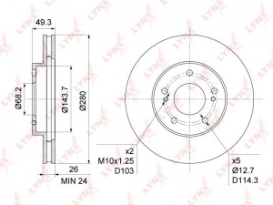 диск тормозной передний!\ Nissan Almera/Primera 1.6-2.0/2.2D 00> BN-1111 LYNXAUTO