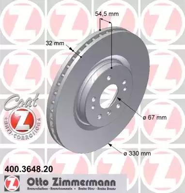 диск тормозной !перед. 330x32/54-5x112 \ MB W164/W251 3.5/3.0CDi 05> 400364820 ZIMMERMANN