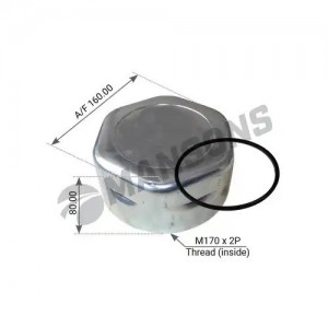 Крышка ступицы колеса прицепа [M170x2P, h=80, A/F 160] 100.555 MANSONS