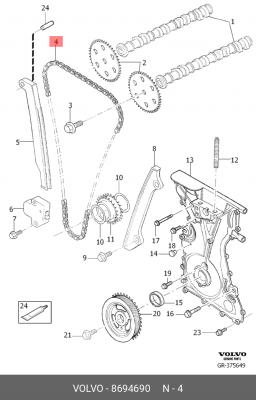 Цепь привода ГРМ 8694690 VOLVO