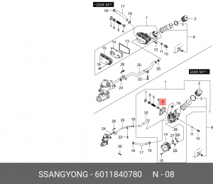 Прокладка SSANGYONG Actyon (06-),Kyron (05-),Rexton (03-) (D20/27,E32) корпуса ф 6011840780 SSANG YONG