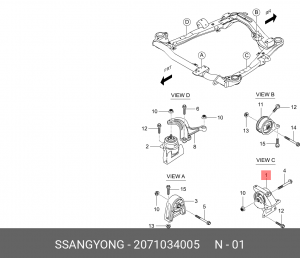 Опора двигателя SSANGYONG Actyon (10-) (M/T) левая OE 2071034005 SSANG YONG