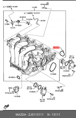 Прокладка коллектора MAZDA 3 (1.6) впускного OE ZJ01-13-111 MAZDA