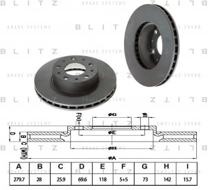диск тормозной передний!\ Fiat Ducato,Peugeot Boxer,Citroen Jumper 2.2D/HDi/2.3D BS0240 BLITZ