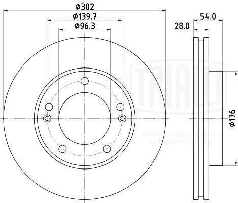 Диск торм. Kia Sorento (02-) перед. d=302 (DF 073303)  2шт DF073303 TRIALLI