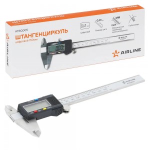 Штангенциркуль цифровой 150мм, шаг 0.01мм, стальной, глубиномер, кейс (ATBQ005) ATBQ005 AIRLINE