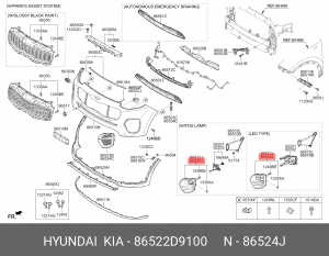 Крышка-переднего бампера KIA Sportage (2015 - 2019) противотуманная фара, правая 86522D9100 HYUNDAI
