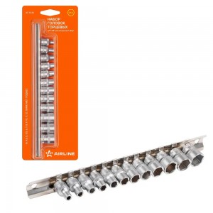 Набор головок торцевых 1/4" "AIRLINE" (DR шестигранных 12пр. (4,4.5,5,5.5,6,7,8, AT-12-24 AIRLINE