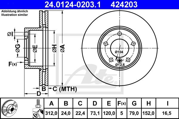 BMW E90 2005> 24.0124-0203.1 ATE
