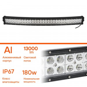 Фара светодиодная "AIRLINE" 820х78х60 мм 180W 12/24V (60 LED, комбин. свет, балк ALED057 AIRLINE