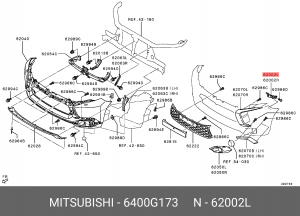 КРОНШТЕЙН БОКОВОЙ ПЕРЕДНЕГО БАМПЕРА,ЛЕВ. 6400G173 MITSUBISHI