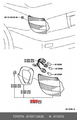ФОНАРЬ ЗАДНИЙ В КРЫЛЕ ПРАВЫЙ 81551-12A30 81551-12A30 TOYOTA