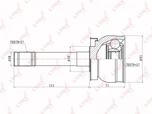 ШРУС наружный подходит для NISSAN Terrano 2.4-2.7TD 96/Pick Up(D21) 2.4-2.5D 98  CO-5726 LYNXAUTO