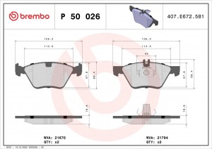 Колодки тормозные P50026 P50026 BREMBO