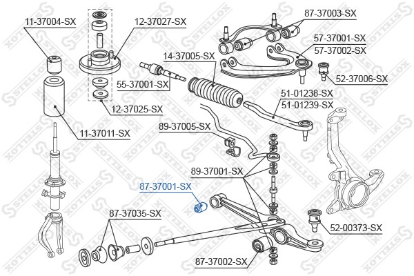 сайлентблок нижн. рычага внутр.!\ Honda Civic/CRX all 88-91 87-37001-SX STELLOX