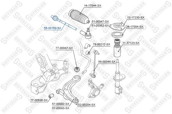 тяга рулевая!\ Mitsubishi Lancer 08> 55-00150-SX STELLOX