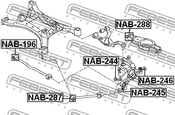 Сайлентблок задн прод тяги NISSAN ALTIMA 08- NAB-287 NAB-287 FEBEST