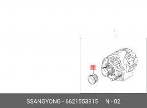 Шкив SSANGYONG Actyon (06-),Kyron (05-),Rexton (02-),Rodius (04-) (D20/27) генер 6621553315 SSANG YONG