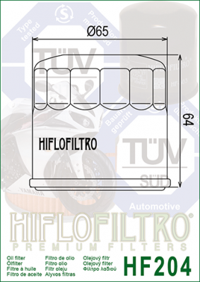 Фильтр масляный мото HONDA CBR600,VFR KAWASAKI YAMAHA HIFLO FILTRO HF204 HIFLOFILTRO