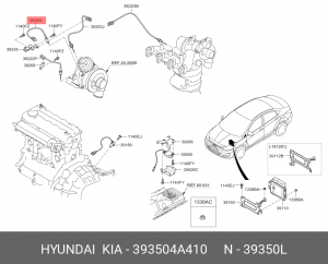 Датчик кислорода HYUNDAI Porter 2,Starex H-1 (04-) дв.D4CB OE 393504A410 HYUNDAI KIA