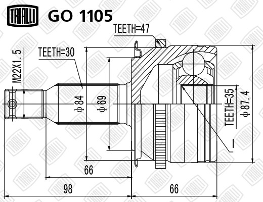 ШРУС наружный GO 1105 TRIALLI