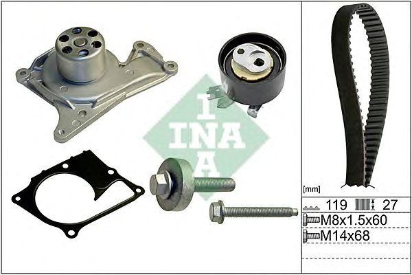 Комплект ГРМ с насосом RENAULT KANGOO II, MEGANE III 1.5dCi 530060730 530 0607 30 INA