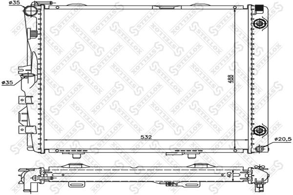 радиатор системы охлаждения! с AC\ MB W124 2.6-3.2 85> 10-25368-SX STELLOX