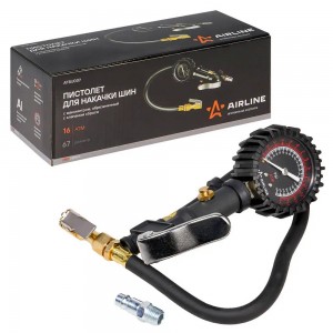 Пистолет для накачки шин с манометром 16АТМ обрезин. с клапаном сброса PRO ATBU0 ATBU007 AIRLINE